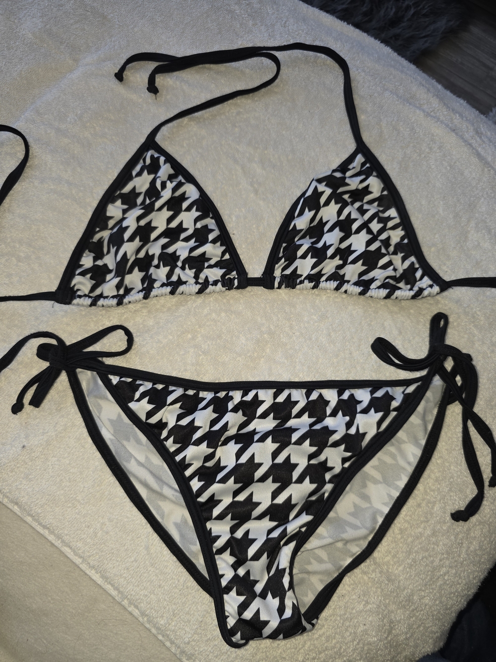 NWOT FEDE Swim Black & White Houndstooth Triangle Bikini Set - Women's Swim